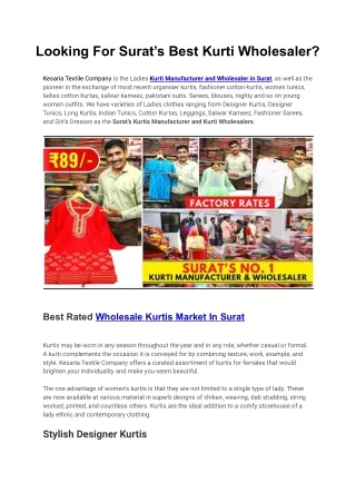 Looking For Surat’s Best Kurti Wholesaler | Kesaria Textile Company