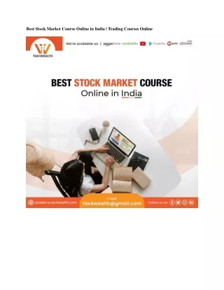 Best Stock Market Course Online in India