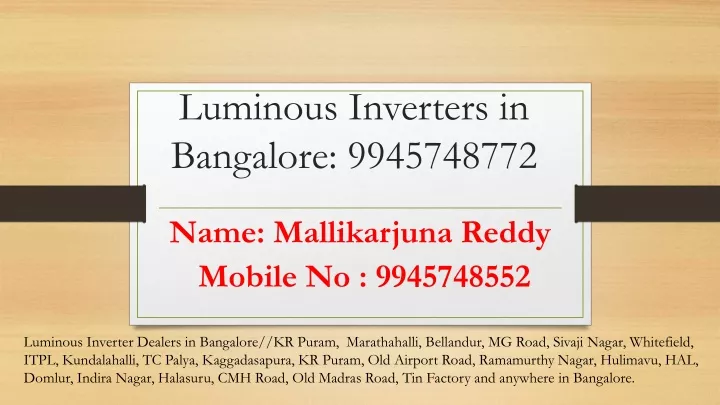 luminous inverters in bangalore 9945748772