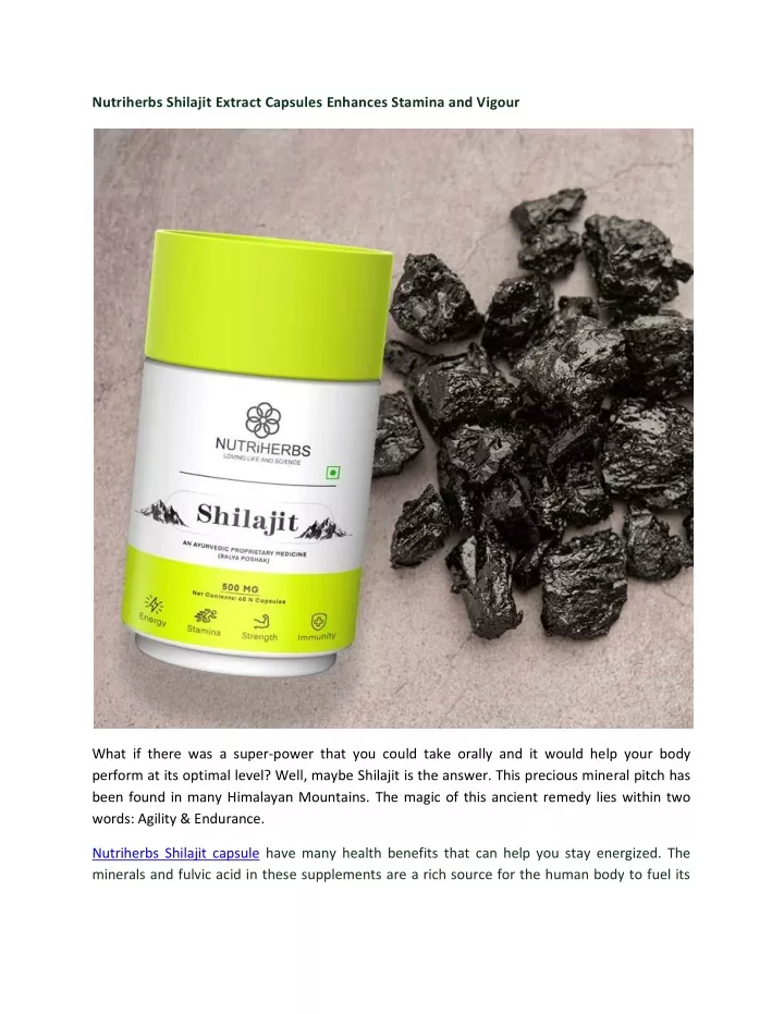 nutriherbs shilajit extract capsules enhances