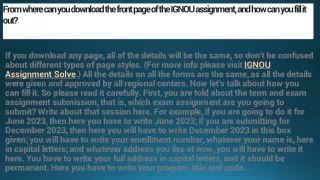 From where can you download the front page of the IGNOU assignment, and how can