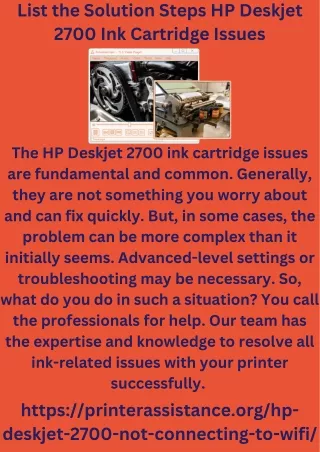 List the Solution Steps HP Deskjet 2700 Ink Cartridge Issues