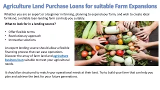 Agriculture Land Purchase Loans for suitable Farm Expansions
