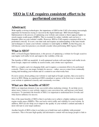 seo in uae requires consistent effort