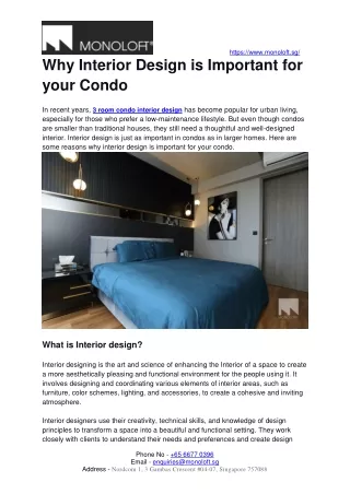 Why Interior Design is Important for your Condo