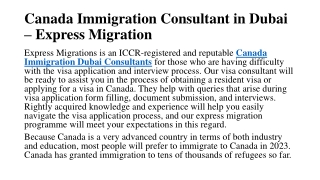 Canada Immigration Consultant in Dubai – Express Migration