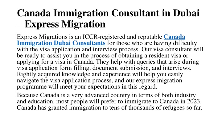 PPT - Canada Immigration Consultant In Dubai – Express Migration ...