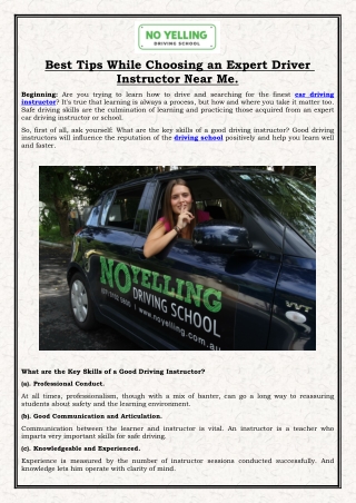 Best Tips While Choosing an Expert Driver Instructor Near Me.