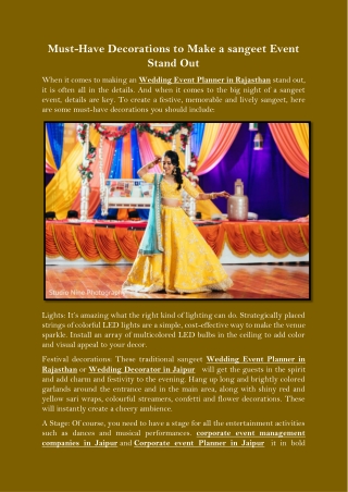 must have decorations to make a sangeet event