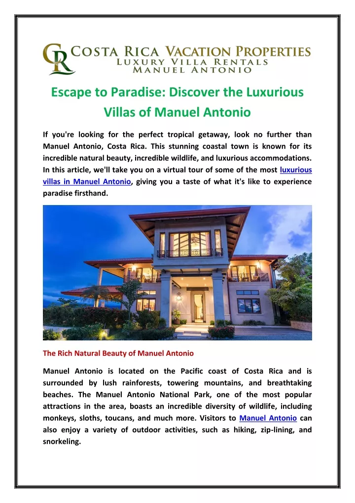 escape to paradise discover the luxurious villas