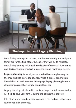 the importance of legacy planning