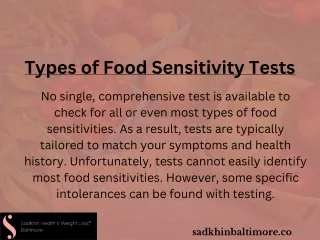 Types of Food Sensitivity Tests