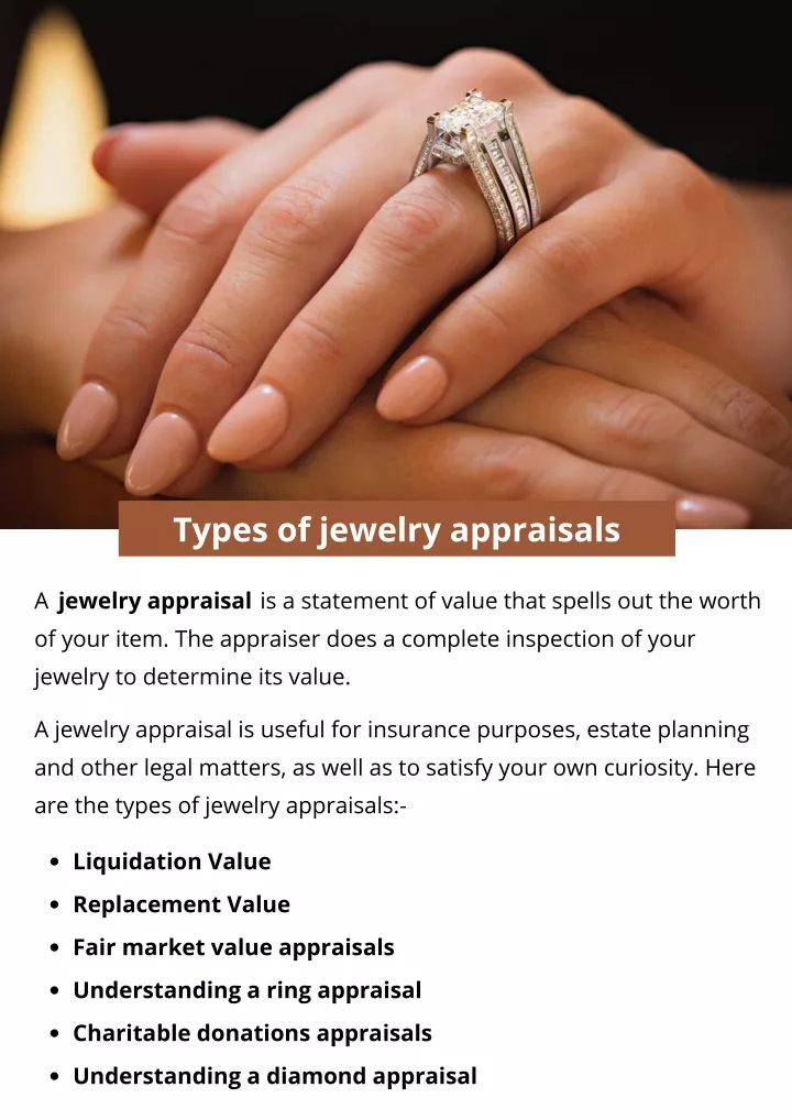 types of jewelry appraisals