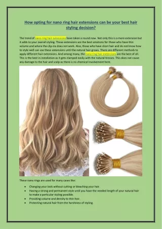 How opting for nano ring hair extensions can be your best hair styling decision