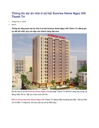 Tổng quan Sunrise Home