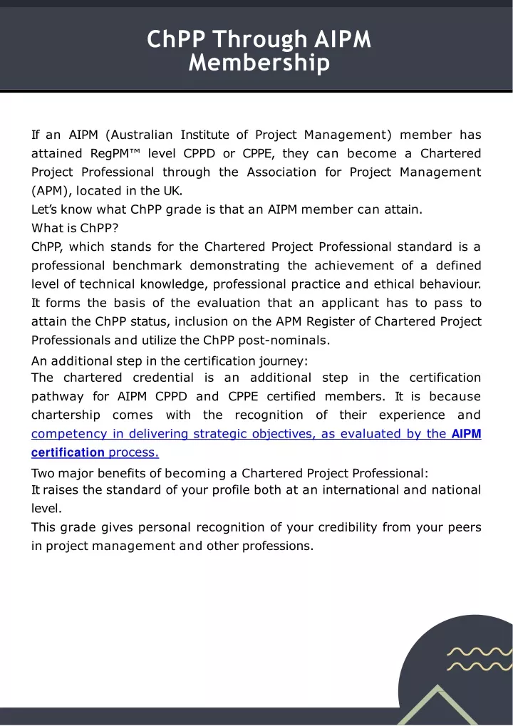 chpp through aipm membership