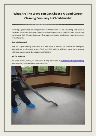 What Are The Ways You Can Choose A Good Carpet Cleaning Company In Christchurch?
