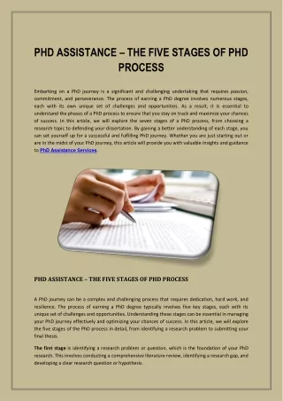 phd assistance the five stages of phd process
