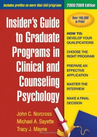 [ebook] download Insider's Guide to Graduate Programs in Clinical and Counseling
