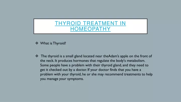 thyroid treatment in homeopathy