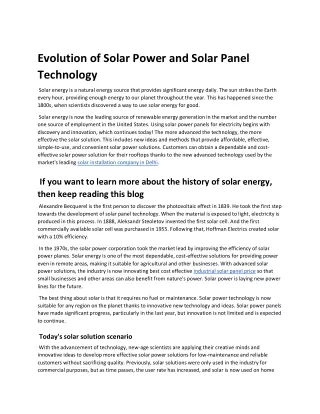 Evolution of solar power and solar panel technology (1)
