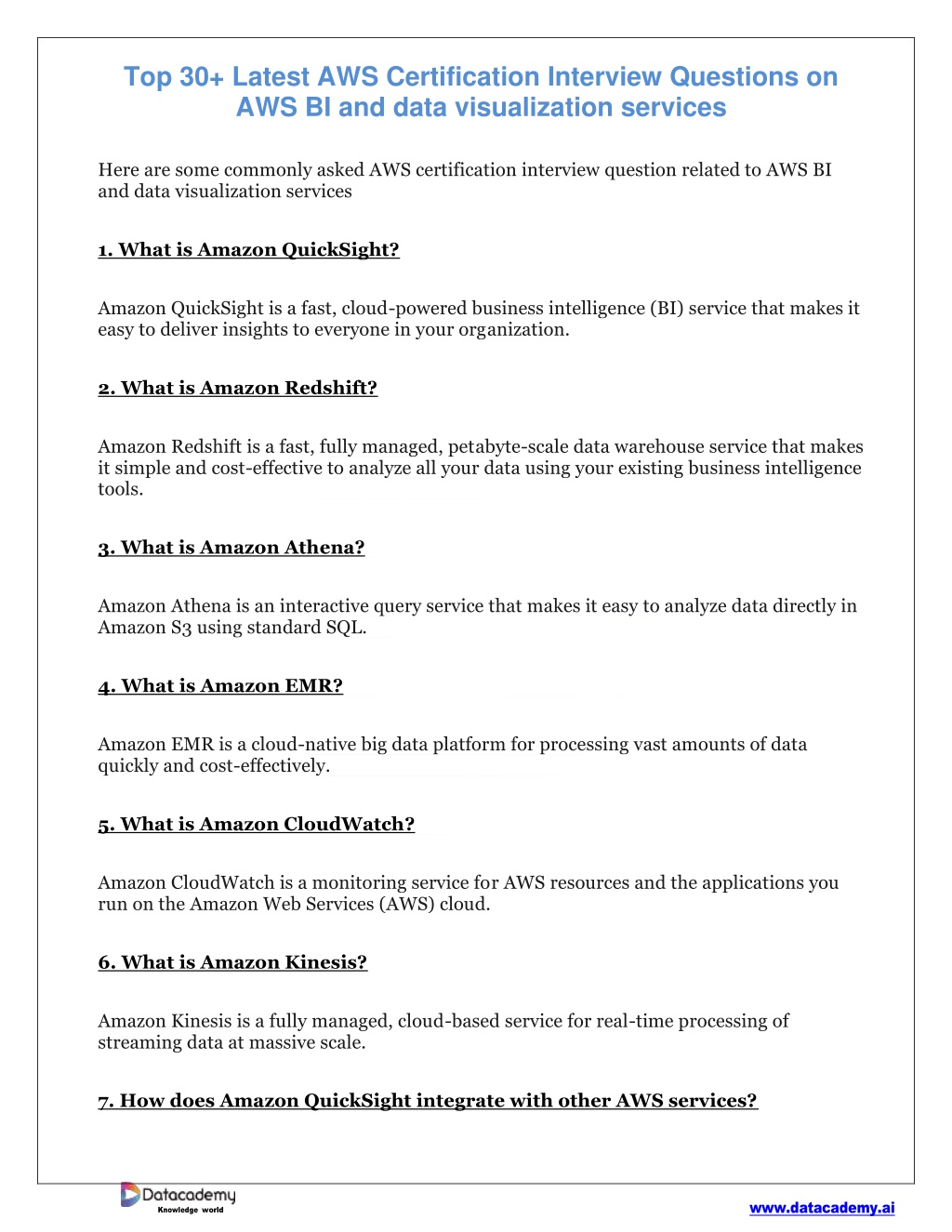 PPT - Top 30 Latest AWS Certification Interview Questions on AWS BI and ...