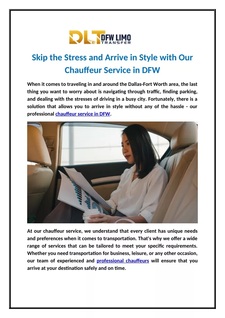 skip the stress and arrive in style with