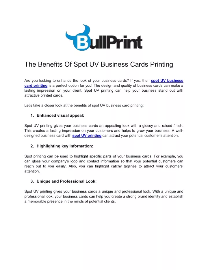 the benefits of spot uv business cards printing