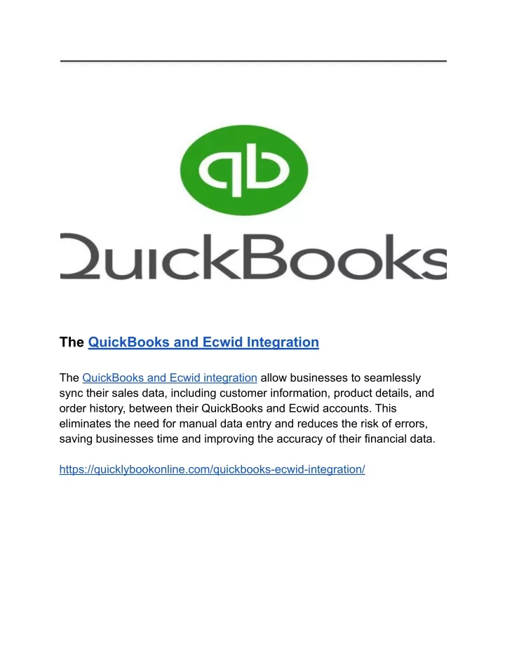 the quickbooks and ecwid integration