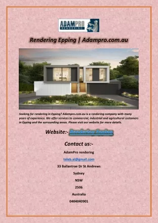 rendering epping adampro com au
