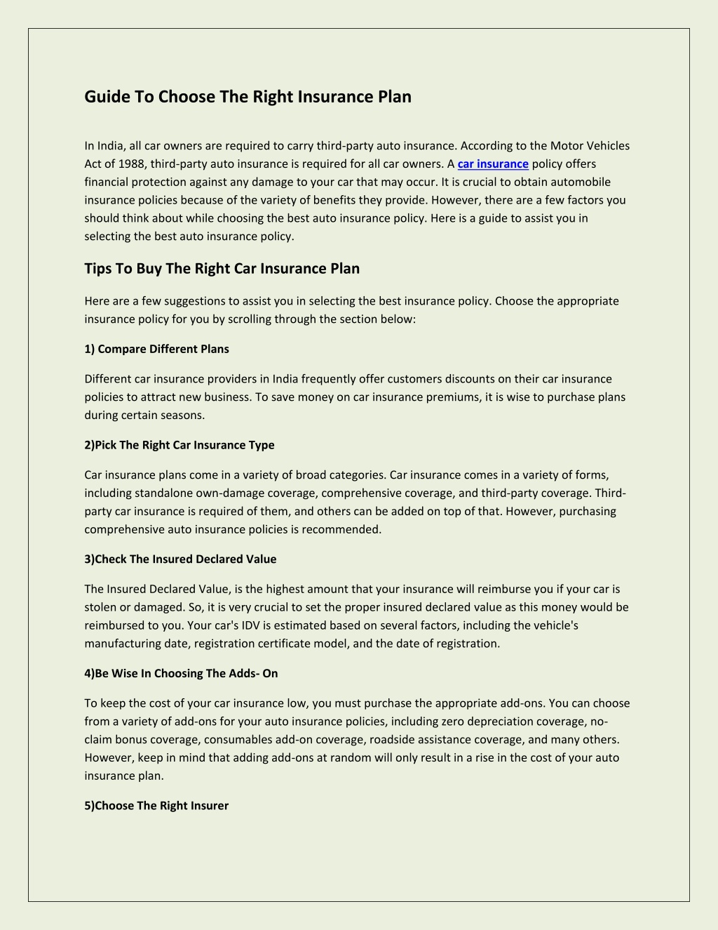 PPT - Guide To Choose The Right Insurance Plan PowerPoint Presentation ...