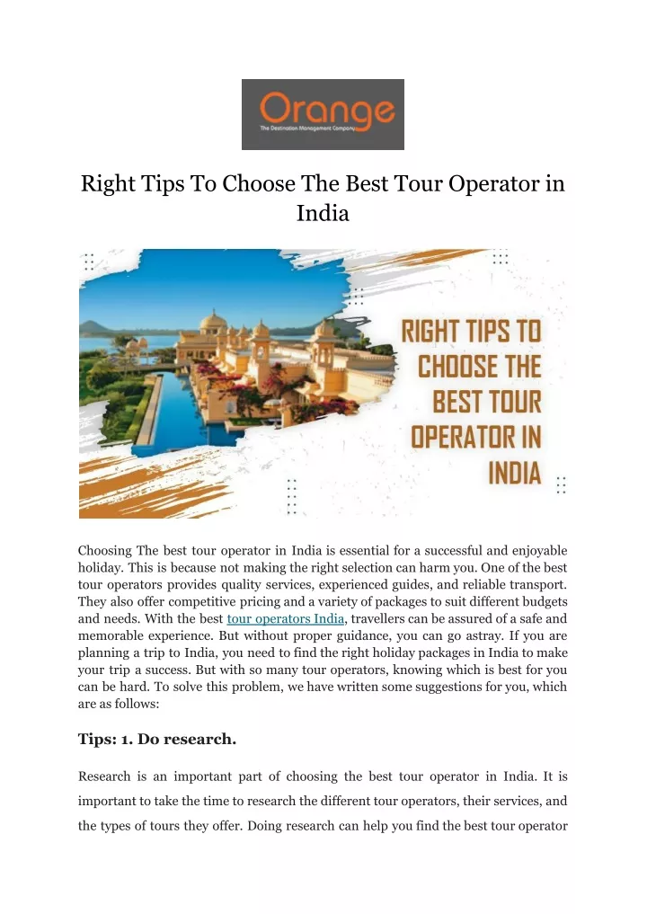 right tips to choose the best tour operator