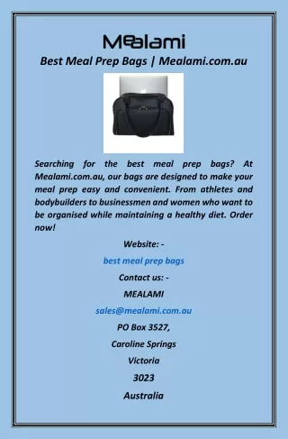 Best Meal Prep Bags  Mealami.com