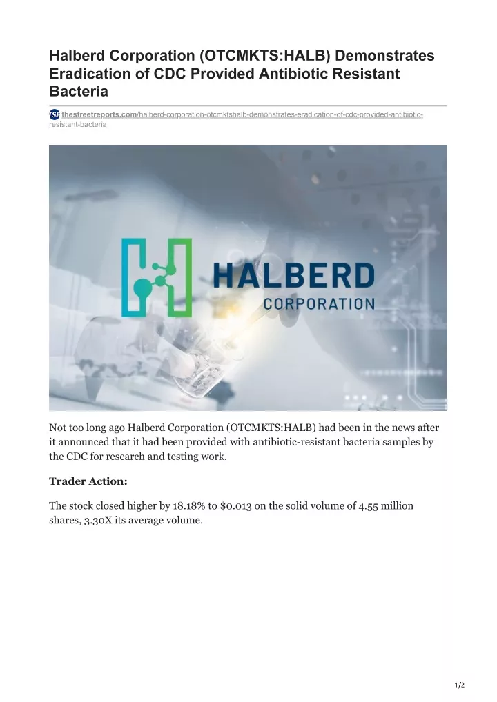 halberd corporation otcmkts halb demonstrates