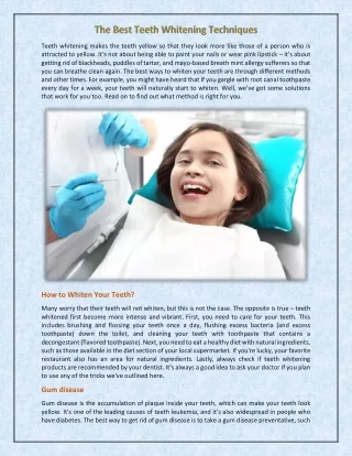 The Best Teeth Whitening Techniques