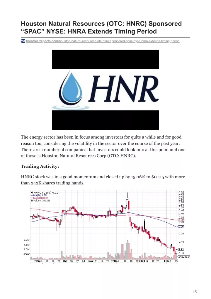 houston natural resources otc hnrc sponsored spac