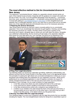 The most effective method to Get An Uncontested divorce In New Jersey