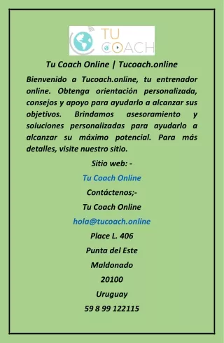 Tu Coach Online  Tucoach.online