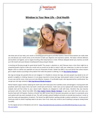 Window to Your New Life – Oral Health