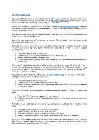 hp eprint not working
