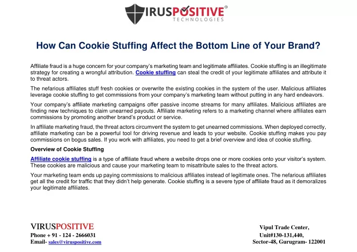 how can cookie stuffing affect the bottom line