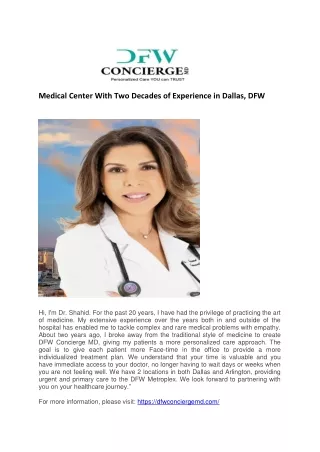 medical center with two decades of experience
