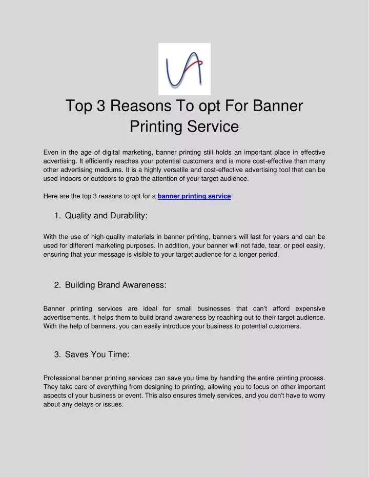 top 3 reasons to opt for banner printing service