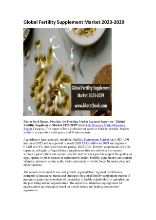 global fertility supplement market 2023 2029