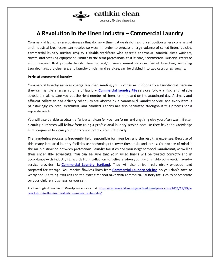 a revolution in the linen industry commercial