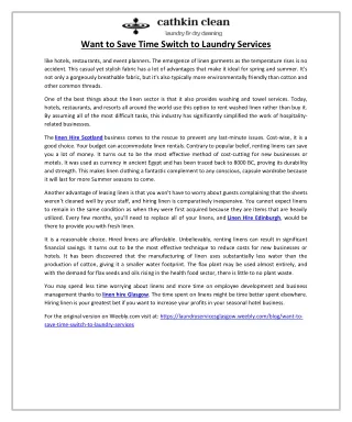 Want to Save Time? Switch to Laundry Services
