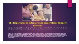 The Importance of Eldercare and Senior Home Support Services