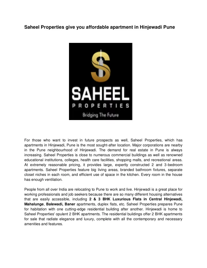 saheel properties give you affordable apartment