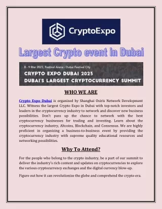 Largest Crypto event in Dubai