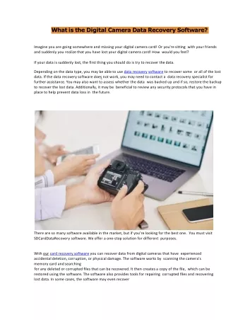 How to Recover Lost Data Using Digital Camera Data Recovery Software
